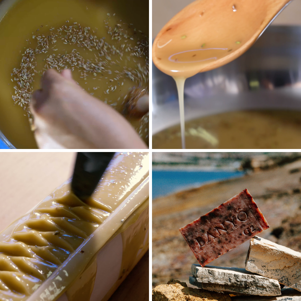 Herstellungsprozess der BANYÔ Aloe Vera Gesichtsseife, Handarbeit bei der Herstellung.